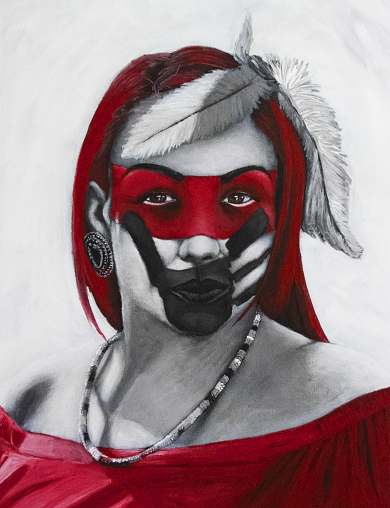 Stacey in RED, MMIWG painting project portrait